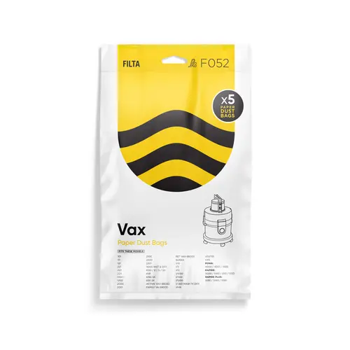 Paper Vacuum Cleaner Bags VAX BAG 5 PACK F052 - Filta