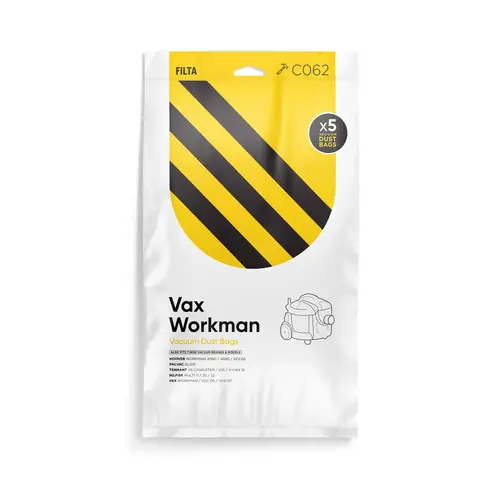 Filta Pacvac Glide, Vax Workman SMS Multi Layered Vacuum Cleaner Bags 5 Pack (C062)