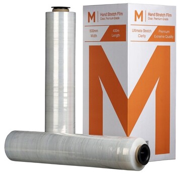 Cast Hand Stretch Film - Clear, 500mm x 400m x 17mu  + 4 Free End - Matthews