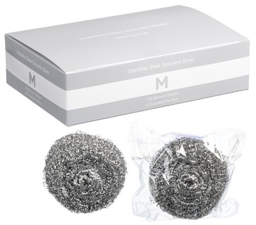 Stainless Steel Scourer - Silver, 30g Scourer Weight Carton 60 *Individually Wrapped  - Matthews